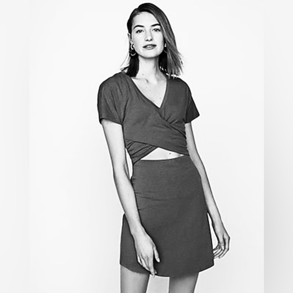 Express v neck front cutout tee shirt dress NWOT